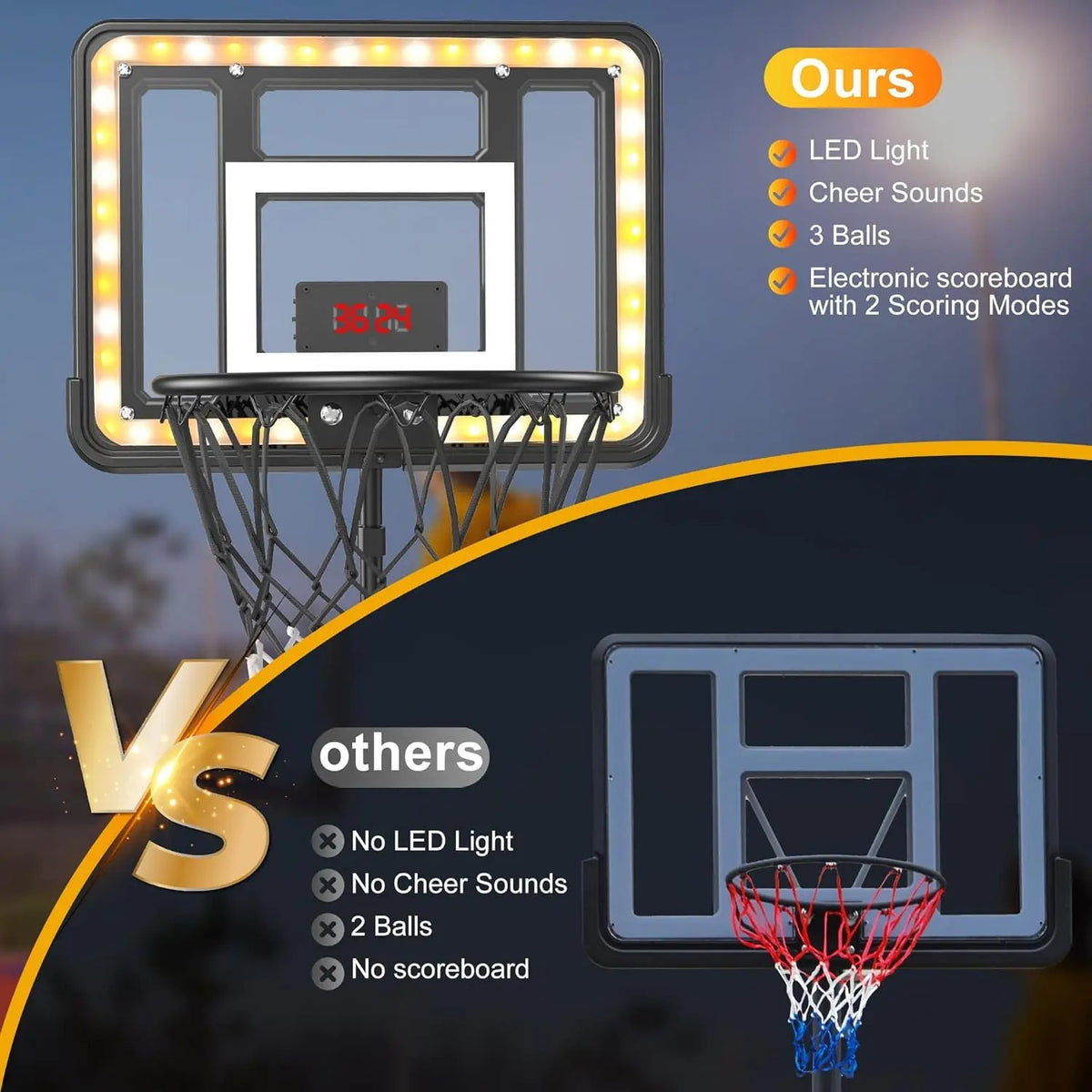 Height Adjustable Kids Basketball Hoop Stand (3ft - 5.8ft), Portable Sports Toy with Timer, Sand & Water Stabilized Base, Durable Indoor Outdoor Play Equipment, Birthday & Christmas Gift for Boys